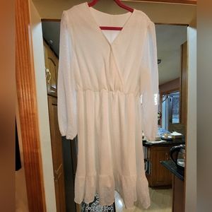 SHEIN curve plus Swiss dot overlap collar dress